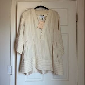 LA LIGNE Phoebe Dress Top Striped Print Cream Black XS